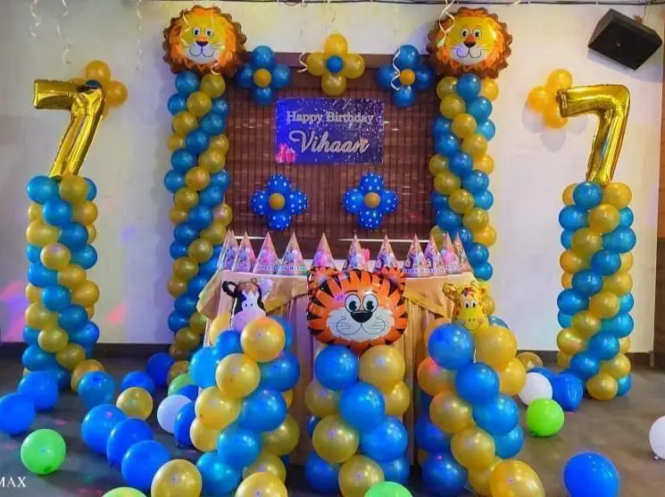 Basic balloon-pillar birthday decoration in Bangalore
