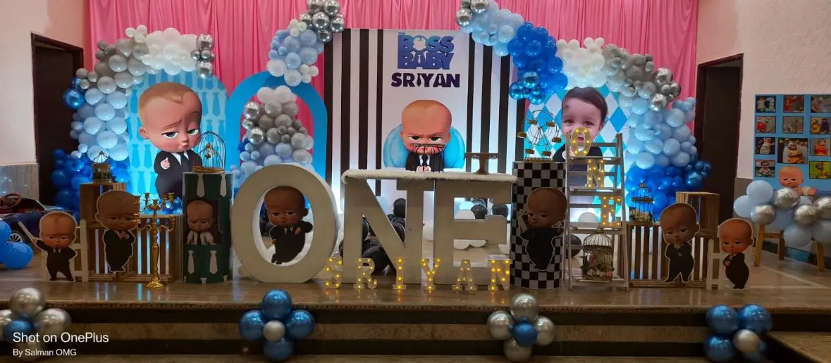 Boss Baby first birthday theme decoration in Bangalore