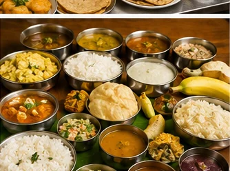 Traditional Karnataka vegetarian meal served in small bowls
